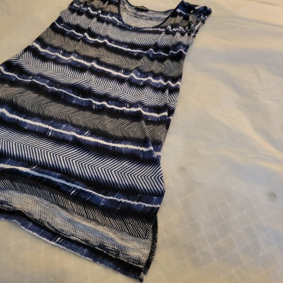 Jones New York Stripped Tunic Blue White Women Blouse Top Sleeveless Small - Picture 9 of 12